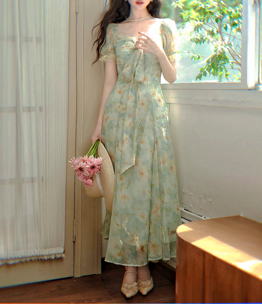 Aloha Pastel Cottagecore Dress Romantic Prairie Fairycore Style