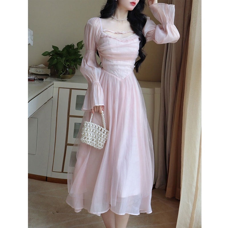 Pale Petal-Pink Delicate Fairy Princesscore Dress