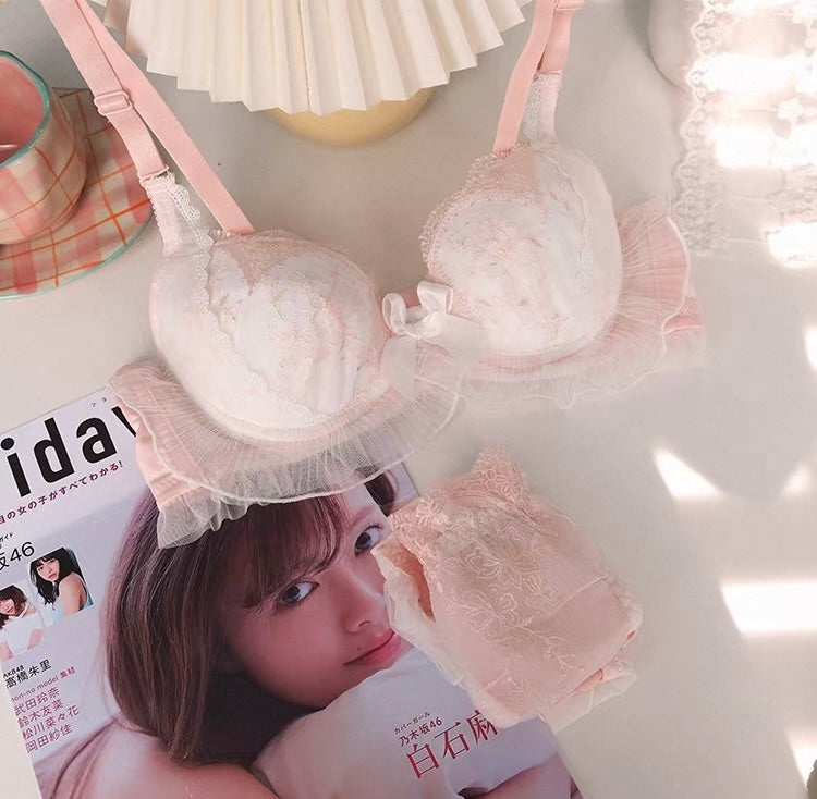 Lace Ruffle Kawaii Doll Romantic Royalcore Princess Lingerie Set