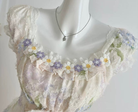 Lace Daisy Pastel Cottagecore Dress
