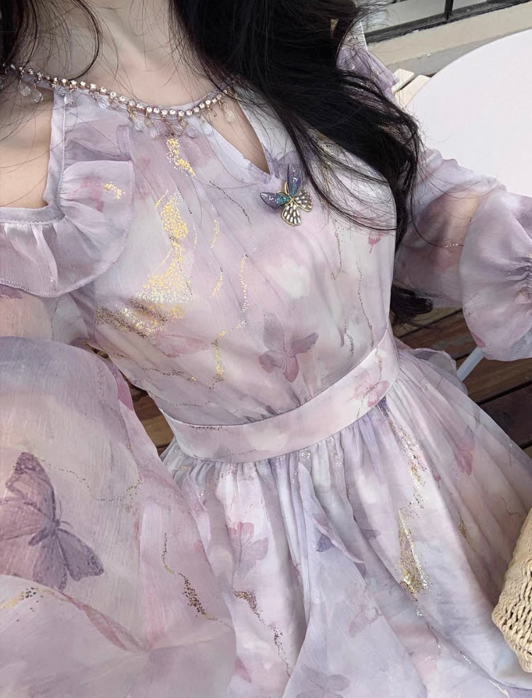 Dreamy Violet Butterfly Princess Fairy Dress