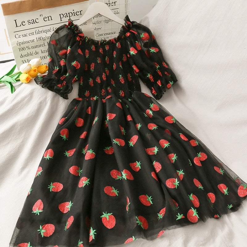 Sweet Strawberry Embellished Fairy Dress