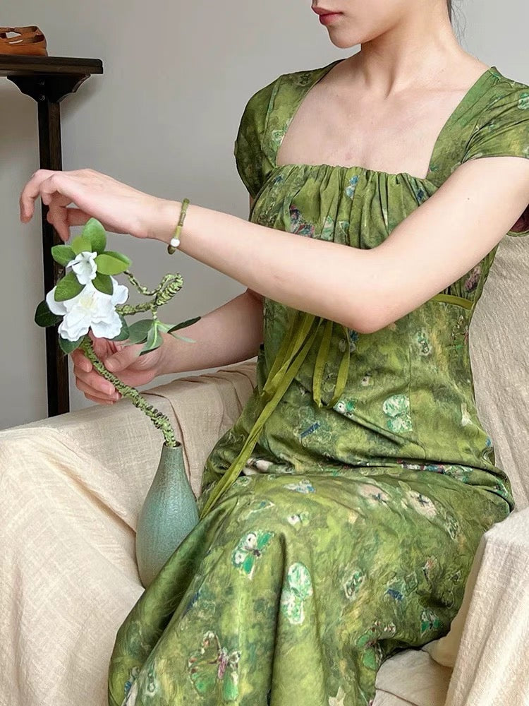 Forest Mood Floral Green Witch Dress