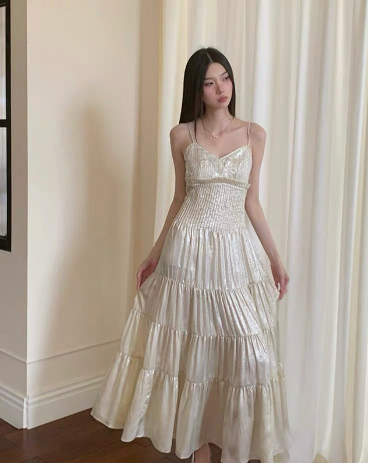 Frosty Moon Sequin Embellished Royalcore Goddess Dress