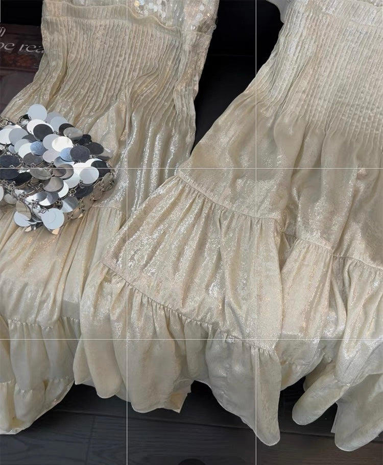 Frosty Moon Sequin Embellished Royalcore Goddess Dress