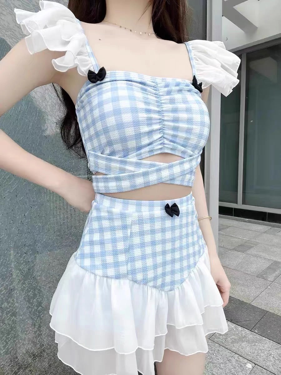 Magic Creek Plaid Nymphette Coquette Aesthetic Swimsuit