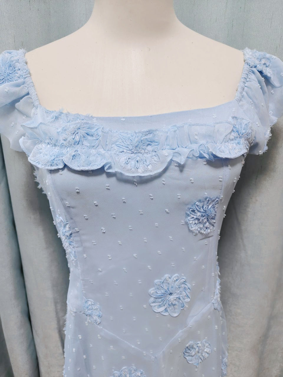 Romantic Dream Blue Embroidered Fairycore Princess Dress