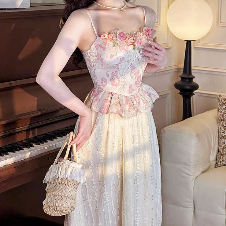 Rococo Flower Romantic Royalcore Bustier Dress