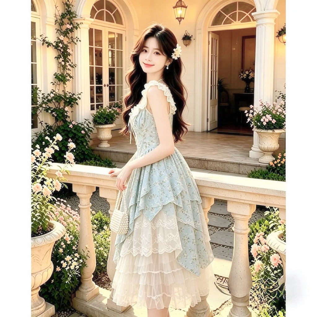 Mint Garden Rose Shabby Chic Coquette Dress