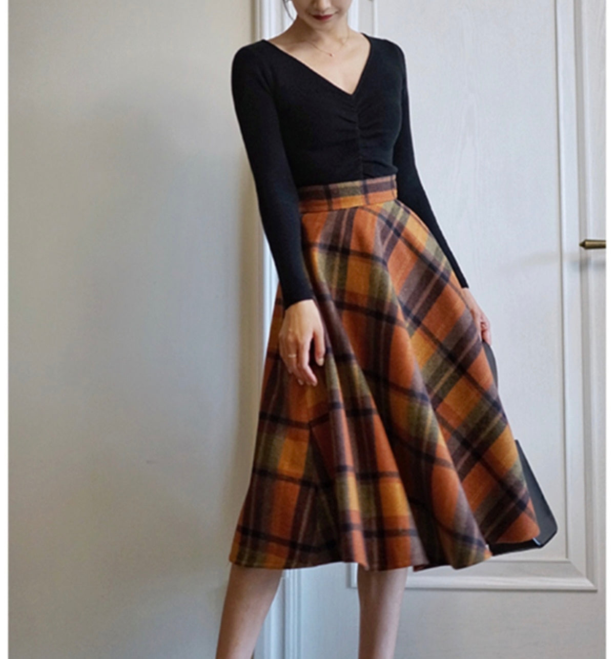 Plaid Wool Vintage-Academia Skirt