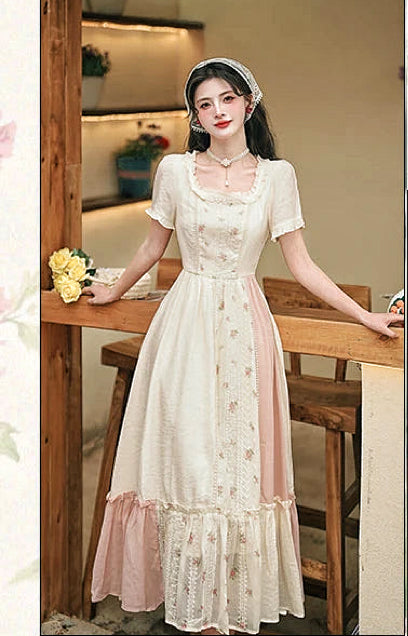 Carrot Garden 2-Piece Cottagecore Dress + Head Scarf Set