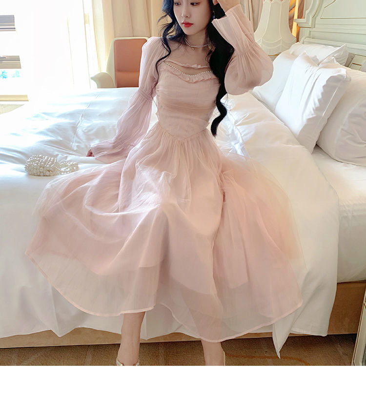 Pale Petal-Pink Delicate Fairy Princesscore Dress
