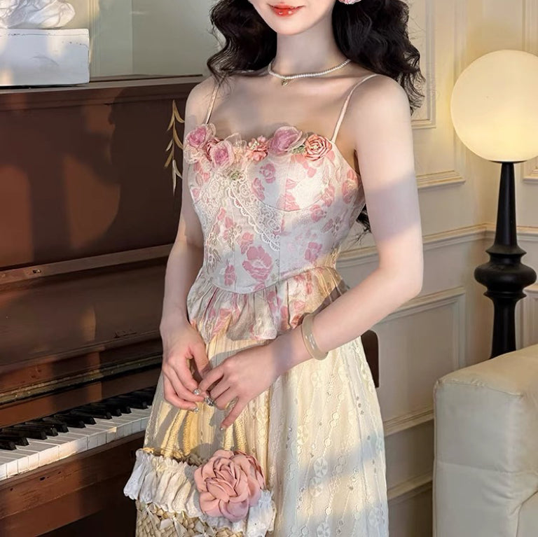 Rococo Flower Romantic Royalcore Bustier Dress