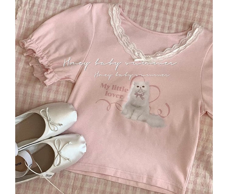 Little Lover Kitty Coquette Crop Top