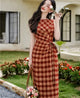 Pepper Heart Plaid Vintage-Style Cottagecore Dress