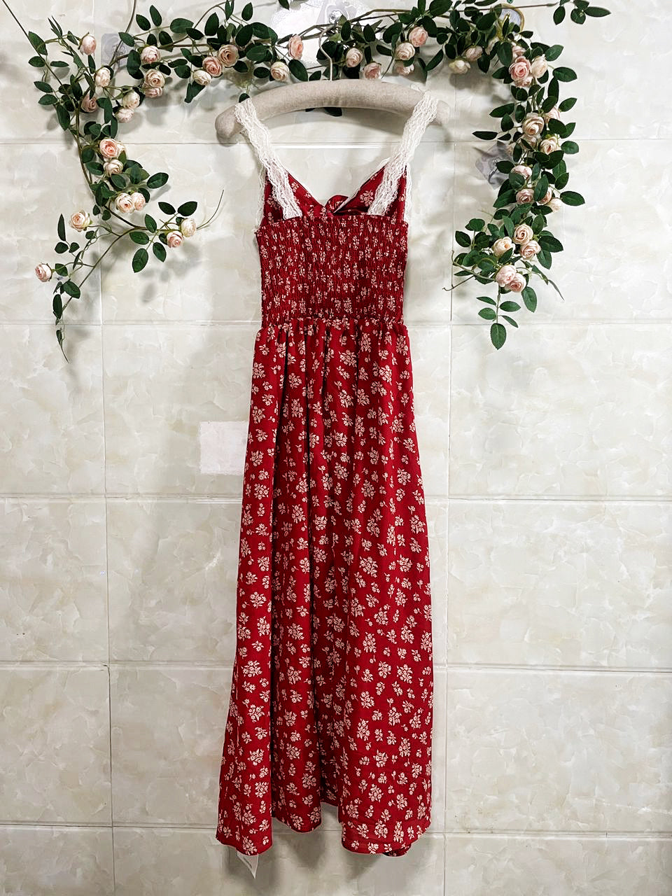 Floral Red Cottagecore Dress vintage 90s Grunge Style Dress