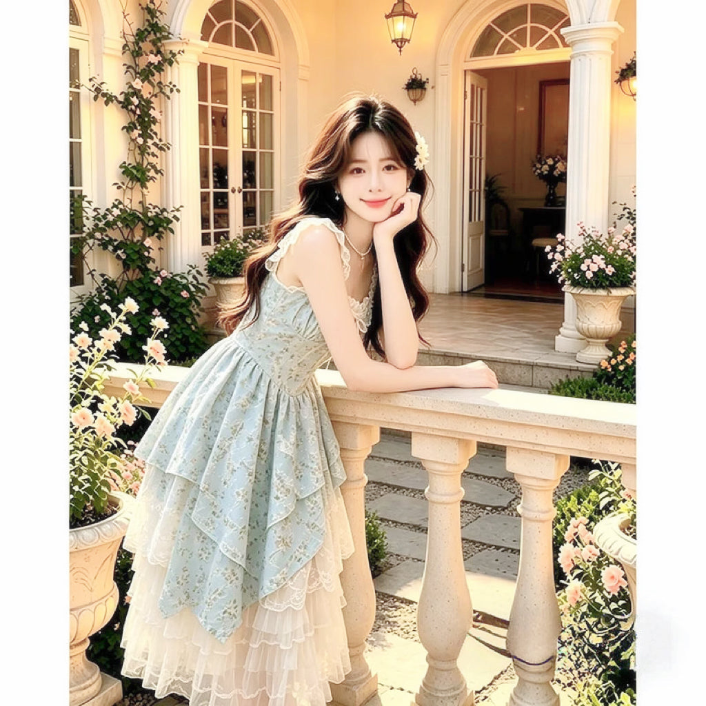 Mint Garden Rose Shabby Chic Coquette Dress
