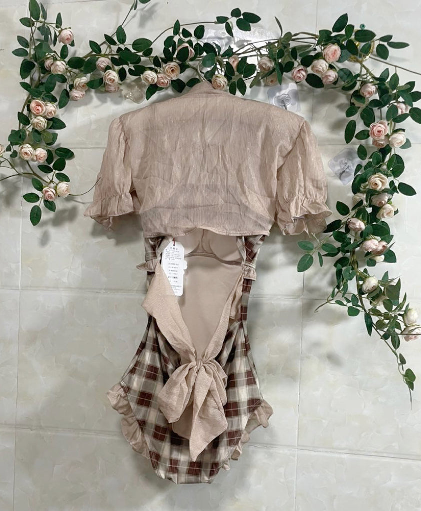 2-Piece Plaid Dark Cottagecore Swimsuit