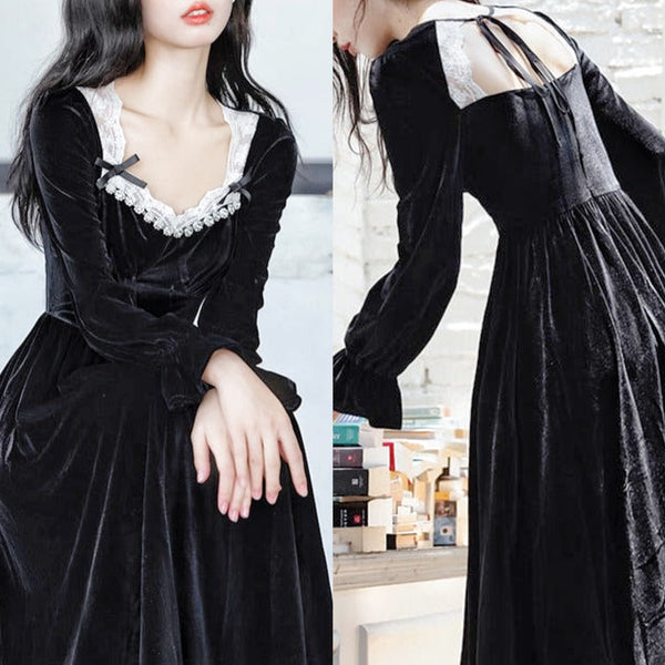 Clouded Moon Velvet Witchy Goth Dress
