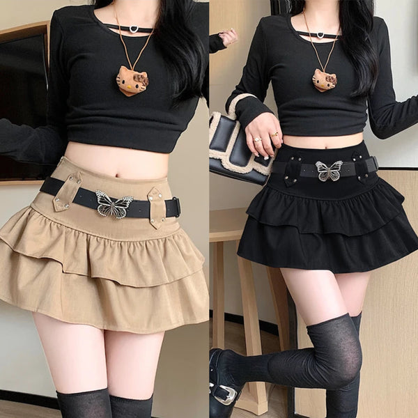 Y2K Mini Skirt With Butterfly Belt