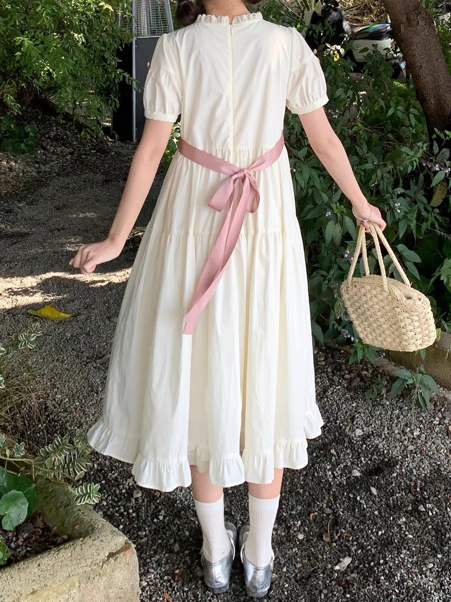 Bianca Flower Embroidered Dollcore Dress