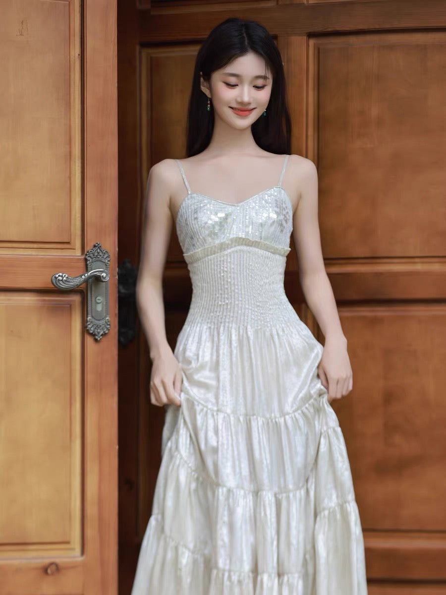 Frosty Moon Sequin Embellished Royalcore Goddess Dress