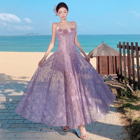 Violet Floral Romantic Fairy Dress