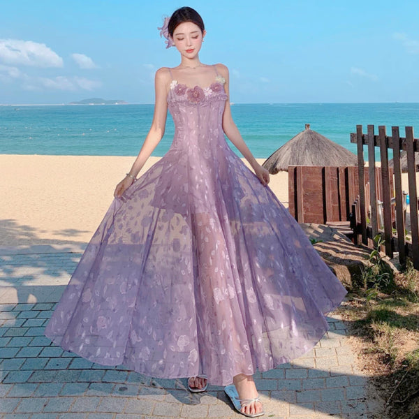 Violet Floral Romantic Fairy Dress