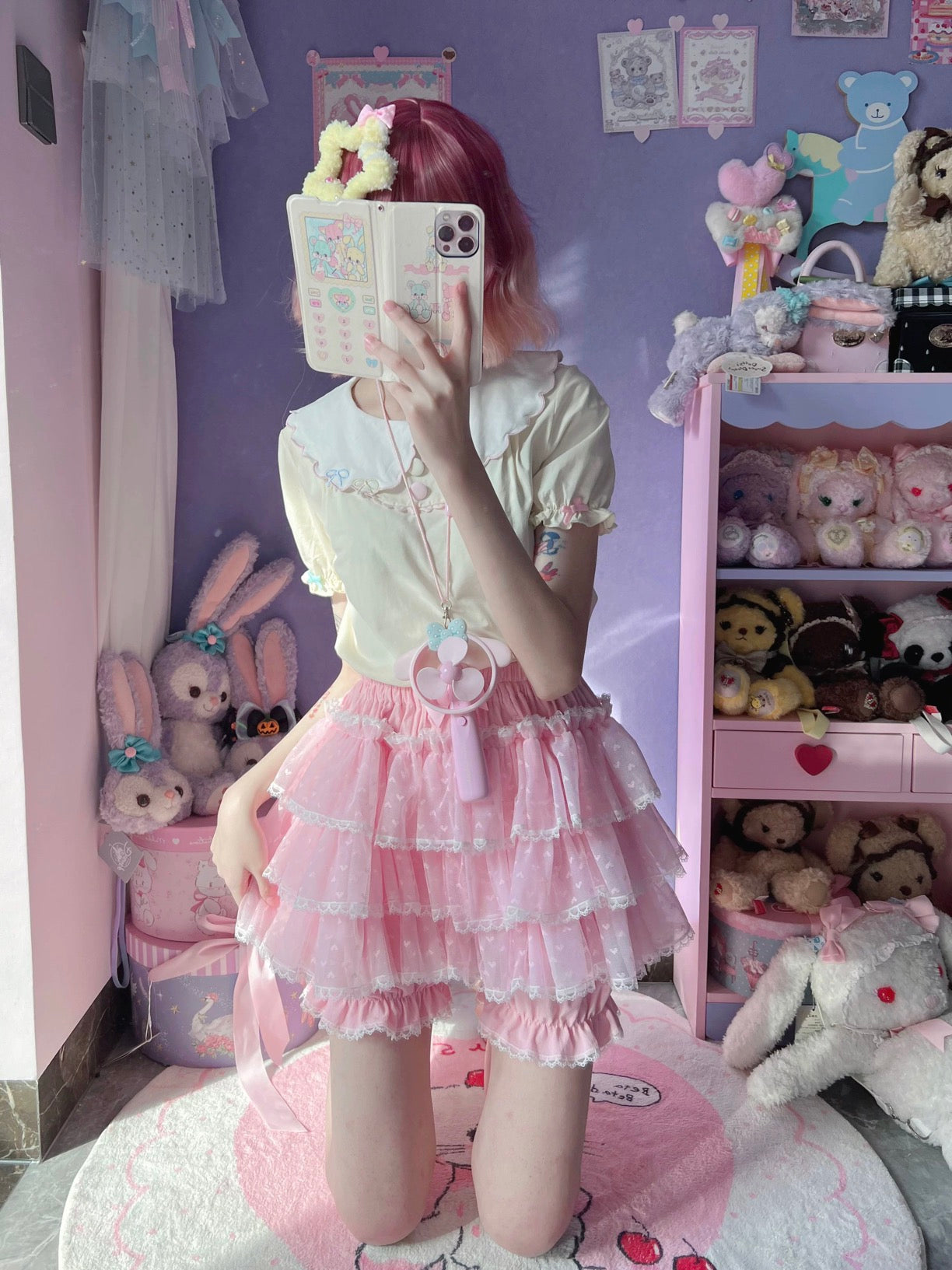 Pink Kawaii Hearts Ruffle Lolita Shorts