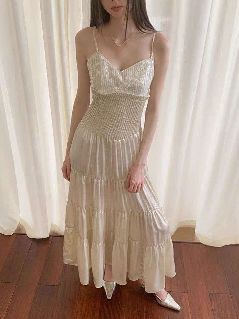 Frosty Moon Sequin Embellished Royalcore Goddess Dress