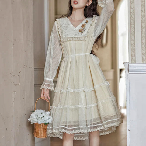 Vintage Spirit Lace Cottagecore Dress