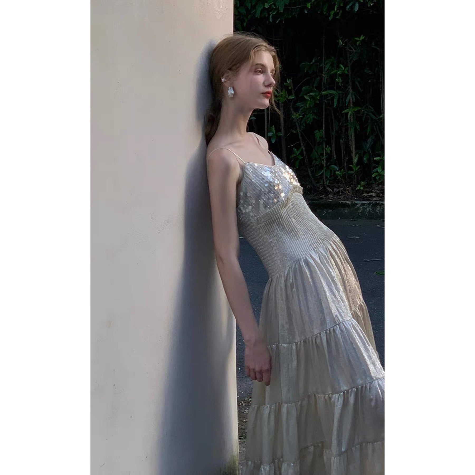 Frosty Moon Sequin Embellished Royalcore Goddess Dress