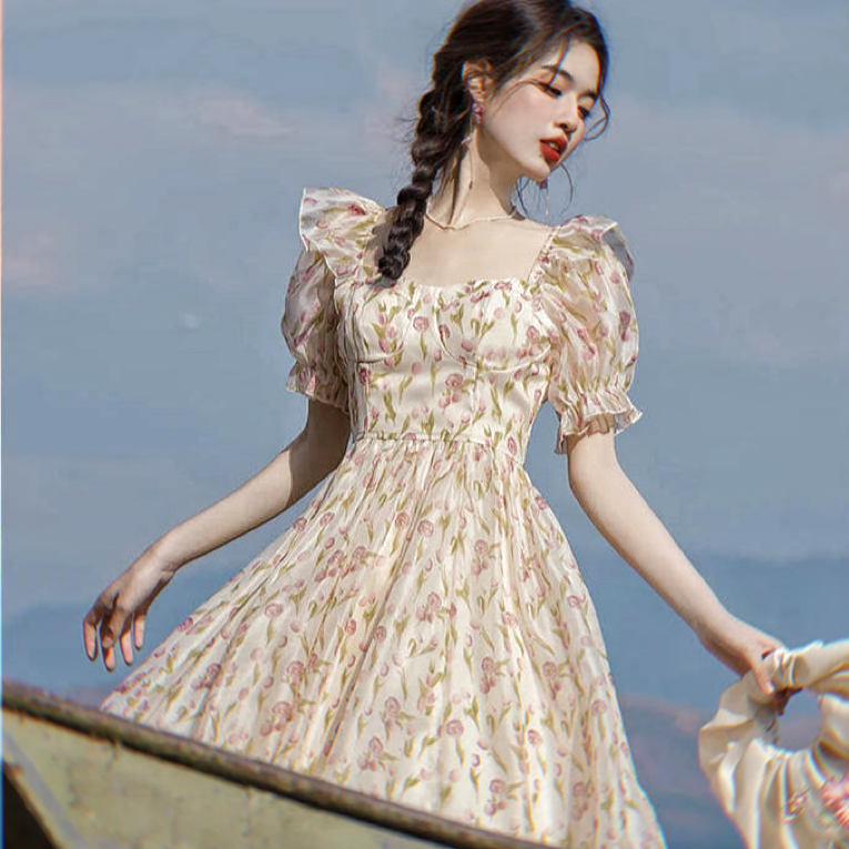 Cozy Peachflower Cottage Fairy Dress