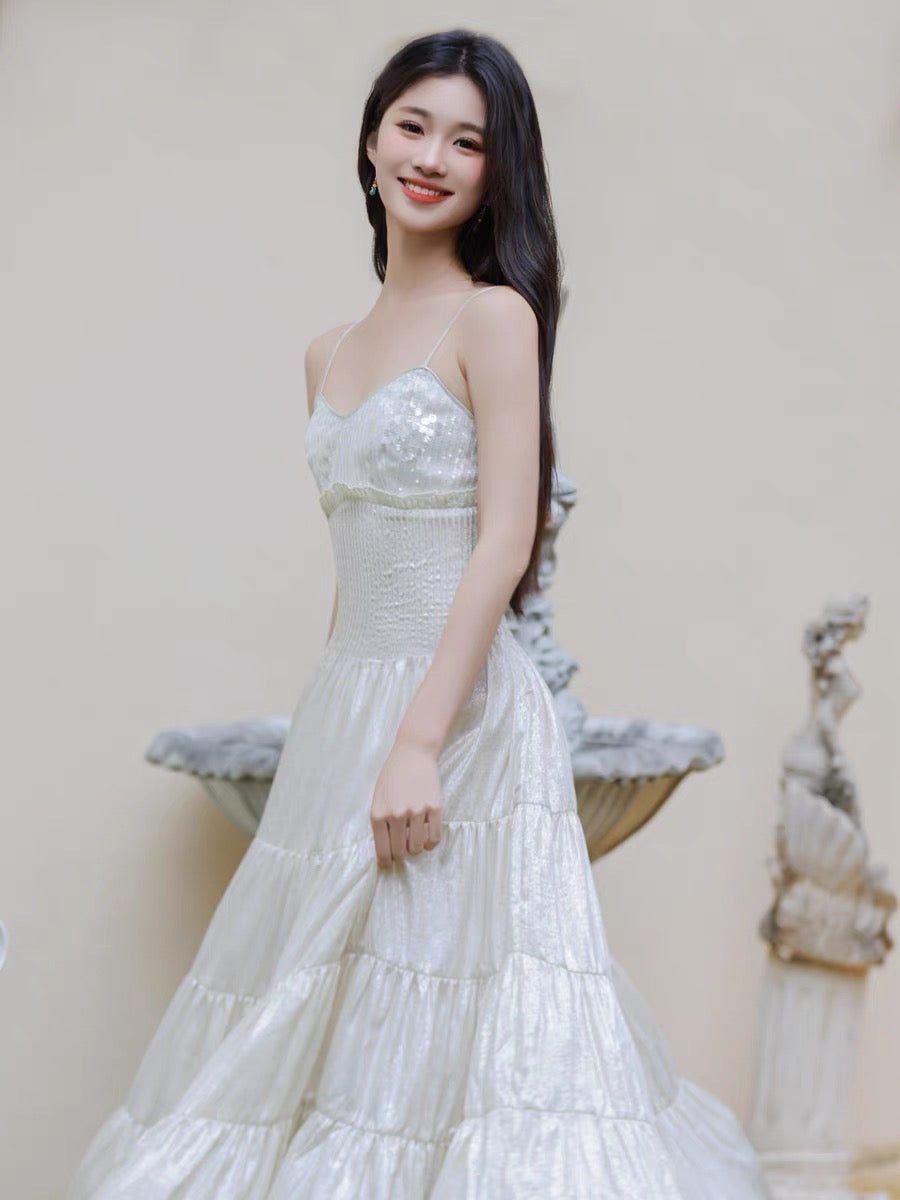 Frosty Moon Sequin Embellished Royalcore Goddess Dress
