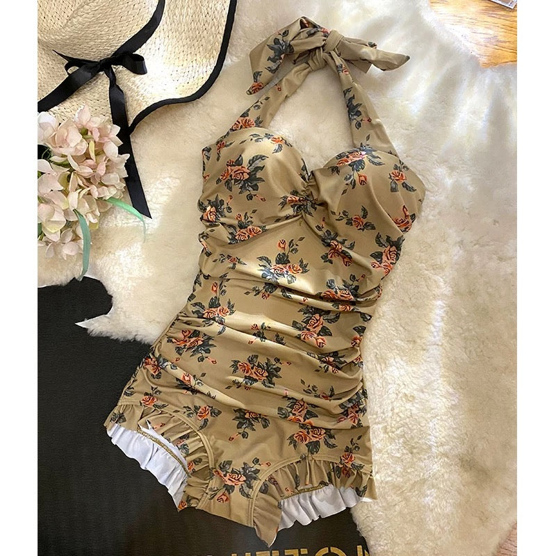 Lotus Belle 2-Piece Vintage Cottagecore Swimsuit