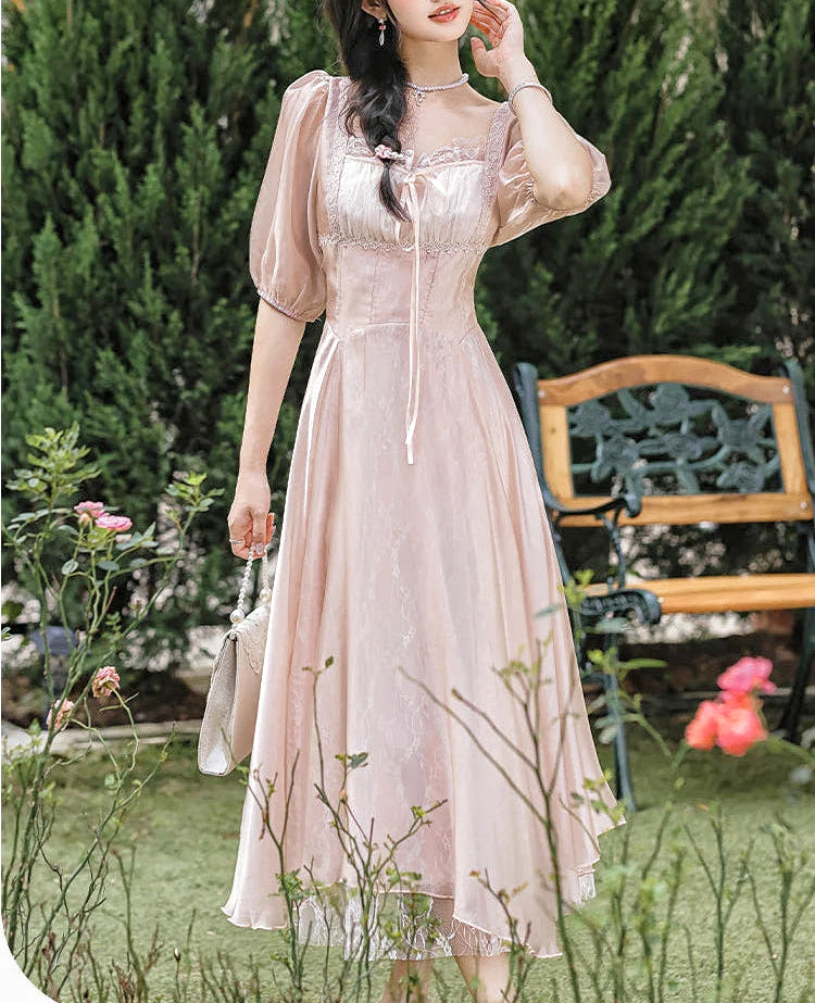 coquette long sleeve dress Lace Fairycore Coquette Dress Coquette Fashion Lace Fairy Dresses