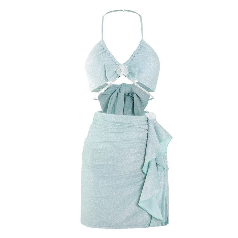 Ocean Glitter 3-Piece Pearl Swimsuit Set