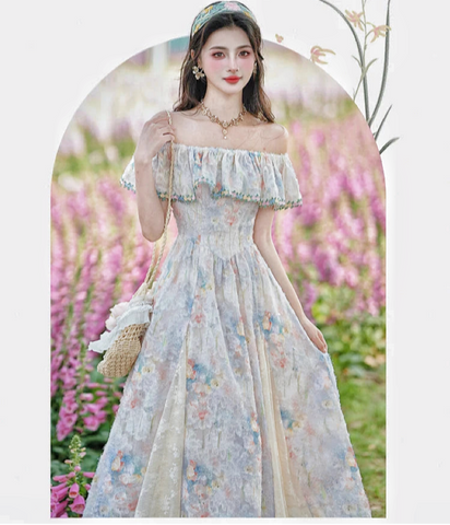 Pastel Garden Fairycore Princess Dress