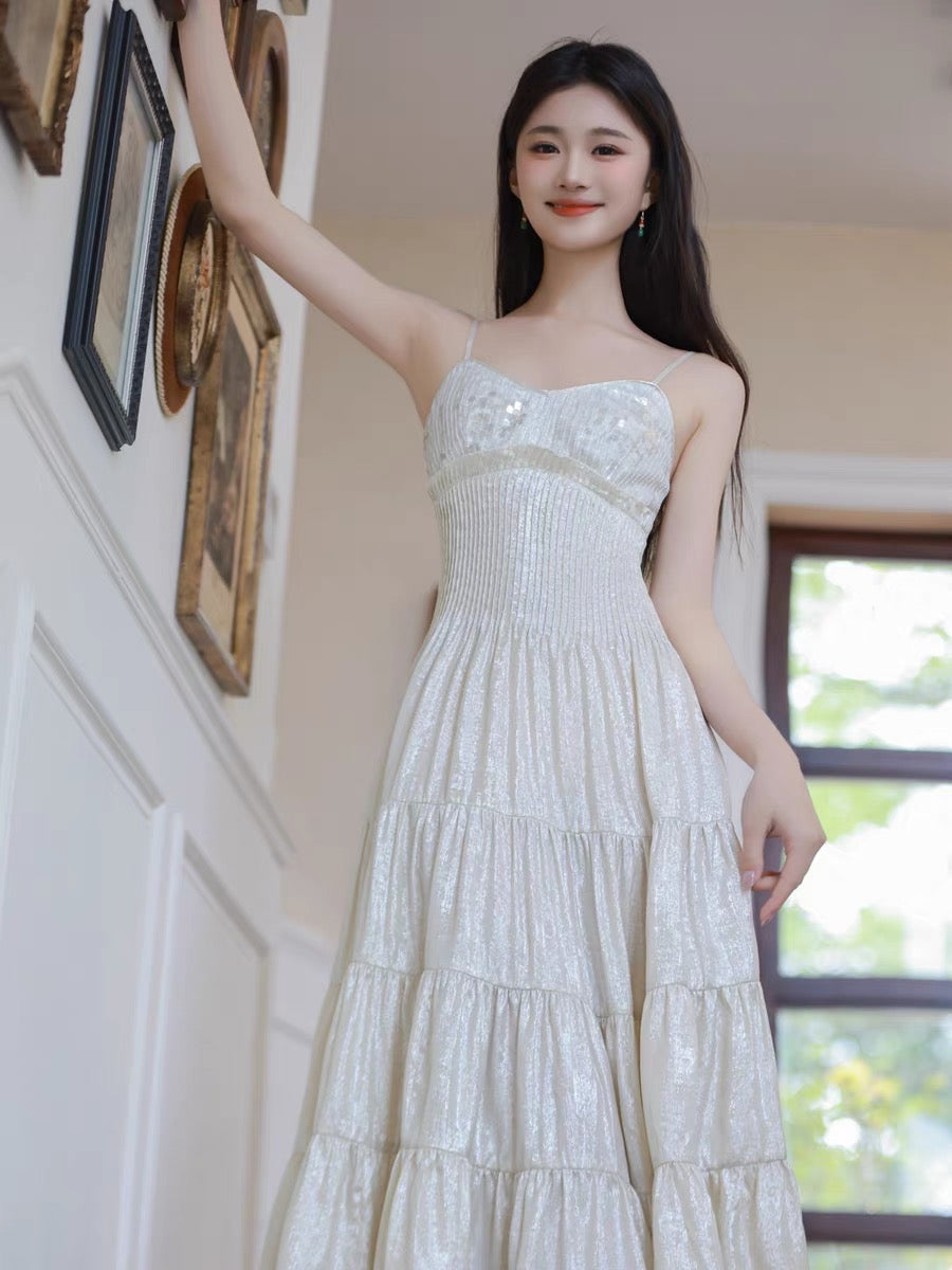 Frosty Moon Sequin Embellished Royalcore Goddess Dress