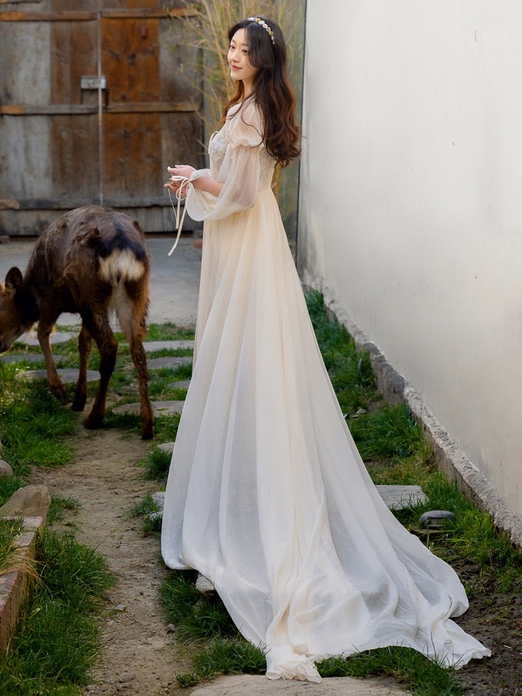Drifting in The Breeze Romantic Royalcore Long Train Dress Gown Drifting in The Breeze Romantic Royalcore Long Train Dress Gown