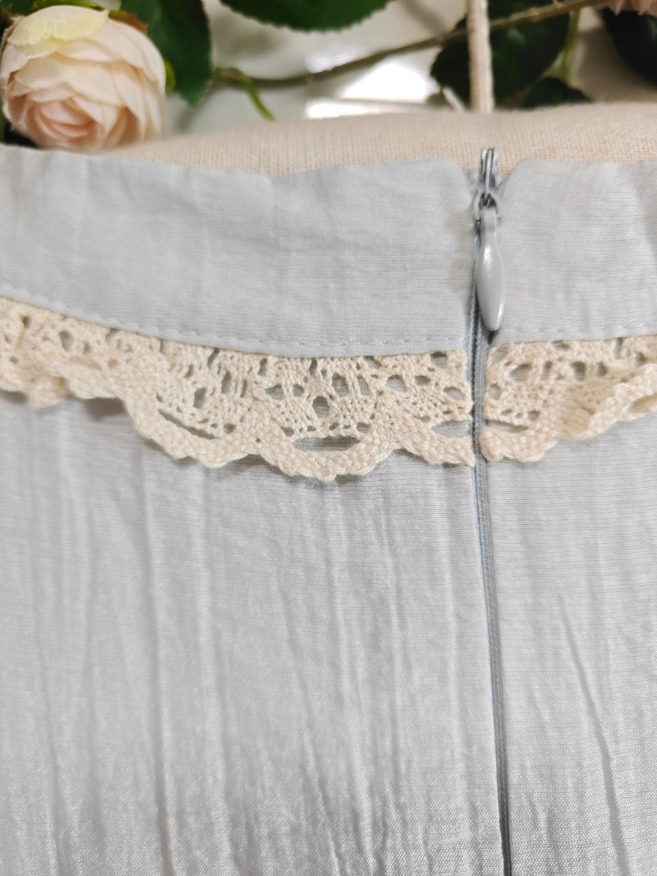 Lily of the Valley Embroidered Baby-Blue Dollcore Dress