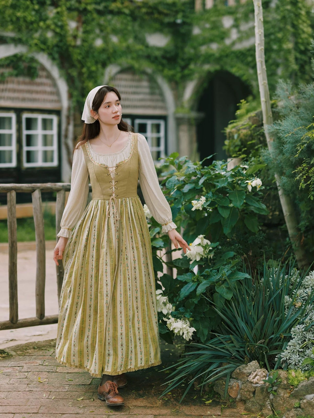 cottagecore spring dress Rustic Cottagecore Off-Shoulder Dress