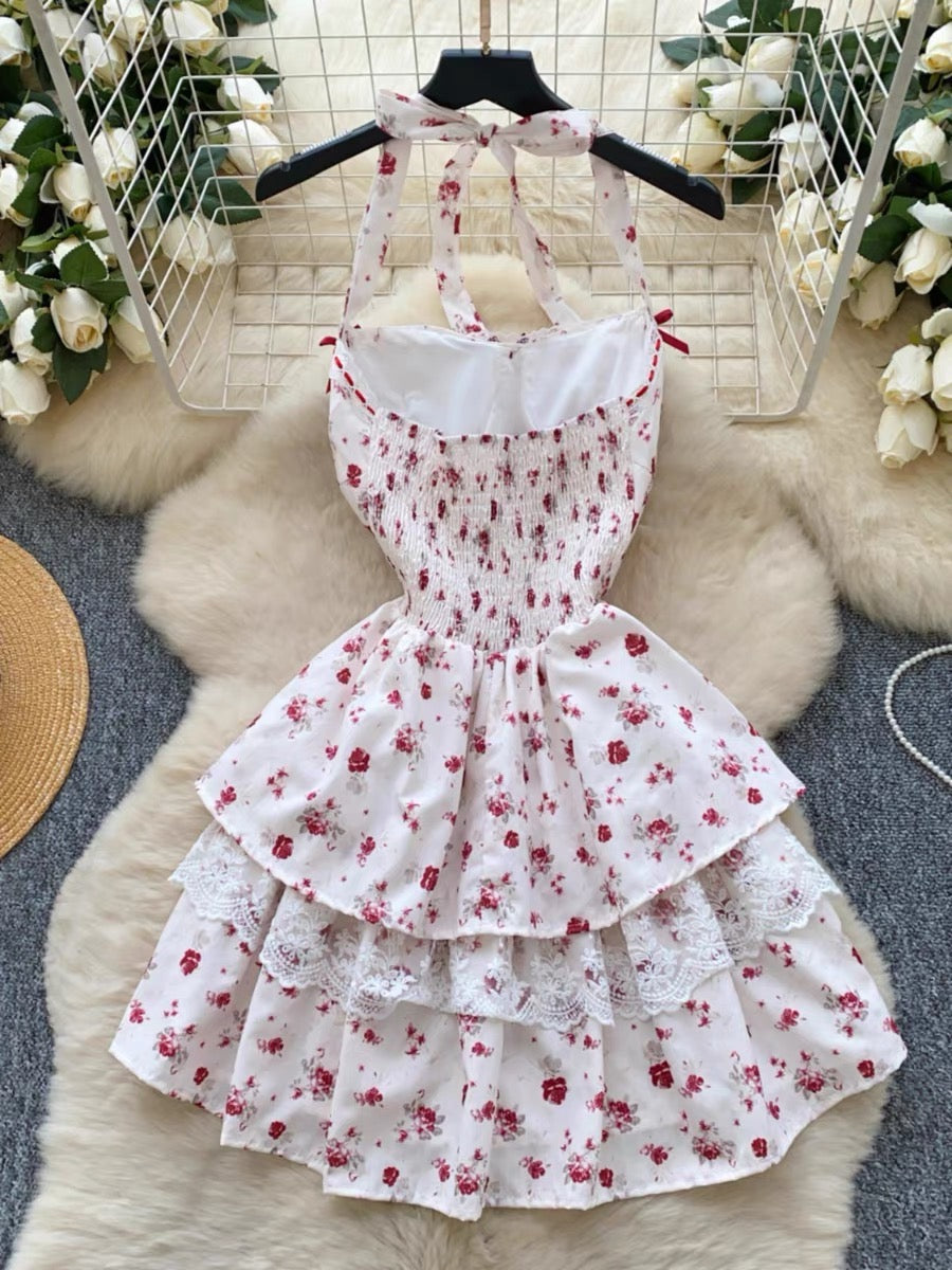 Cherry Bird Red Ribbon Coquette Dress