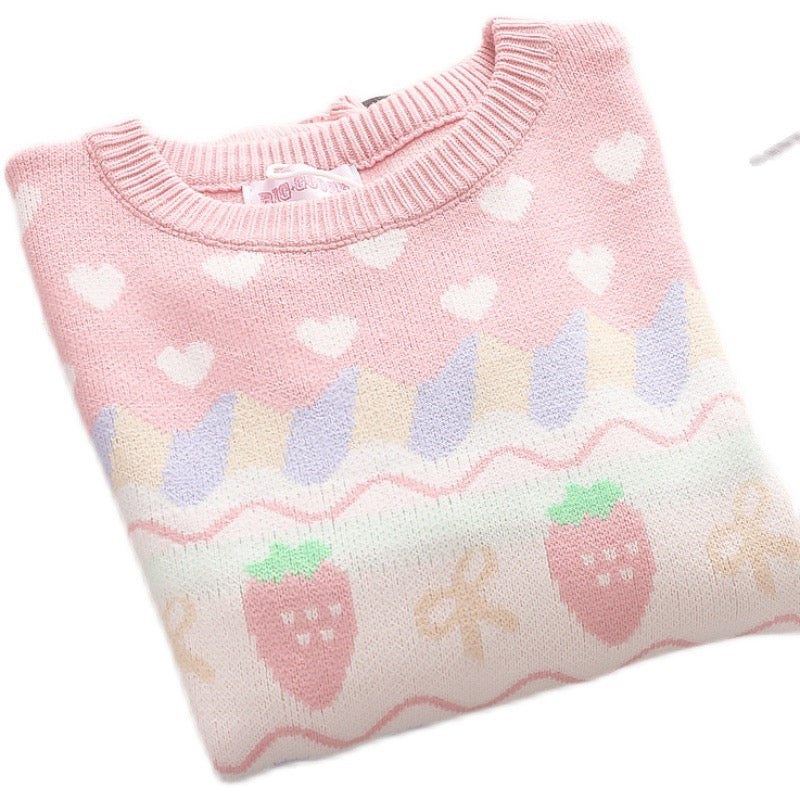 Pastel Fairy-Kei Strawberry Kawaii Aesthetic J-fashion Sweater