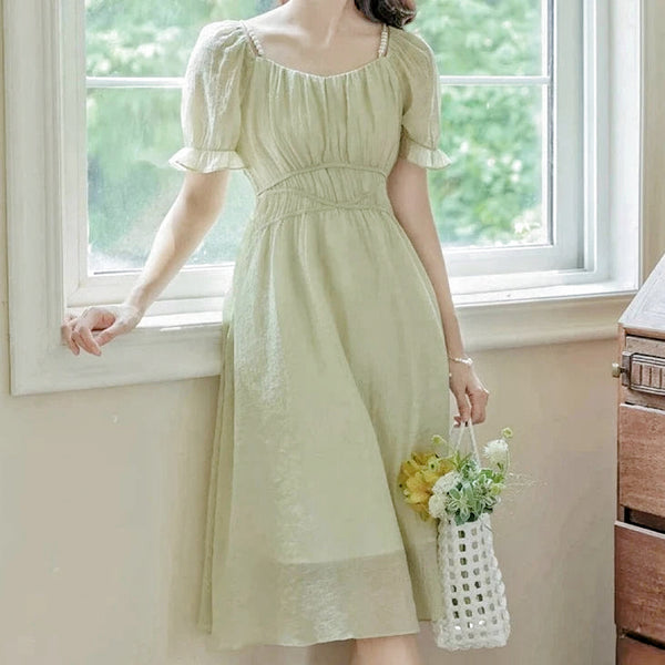 Lovely Forest Ethereal Fairy Dress with Pearl Shoulder Straps
