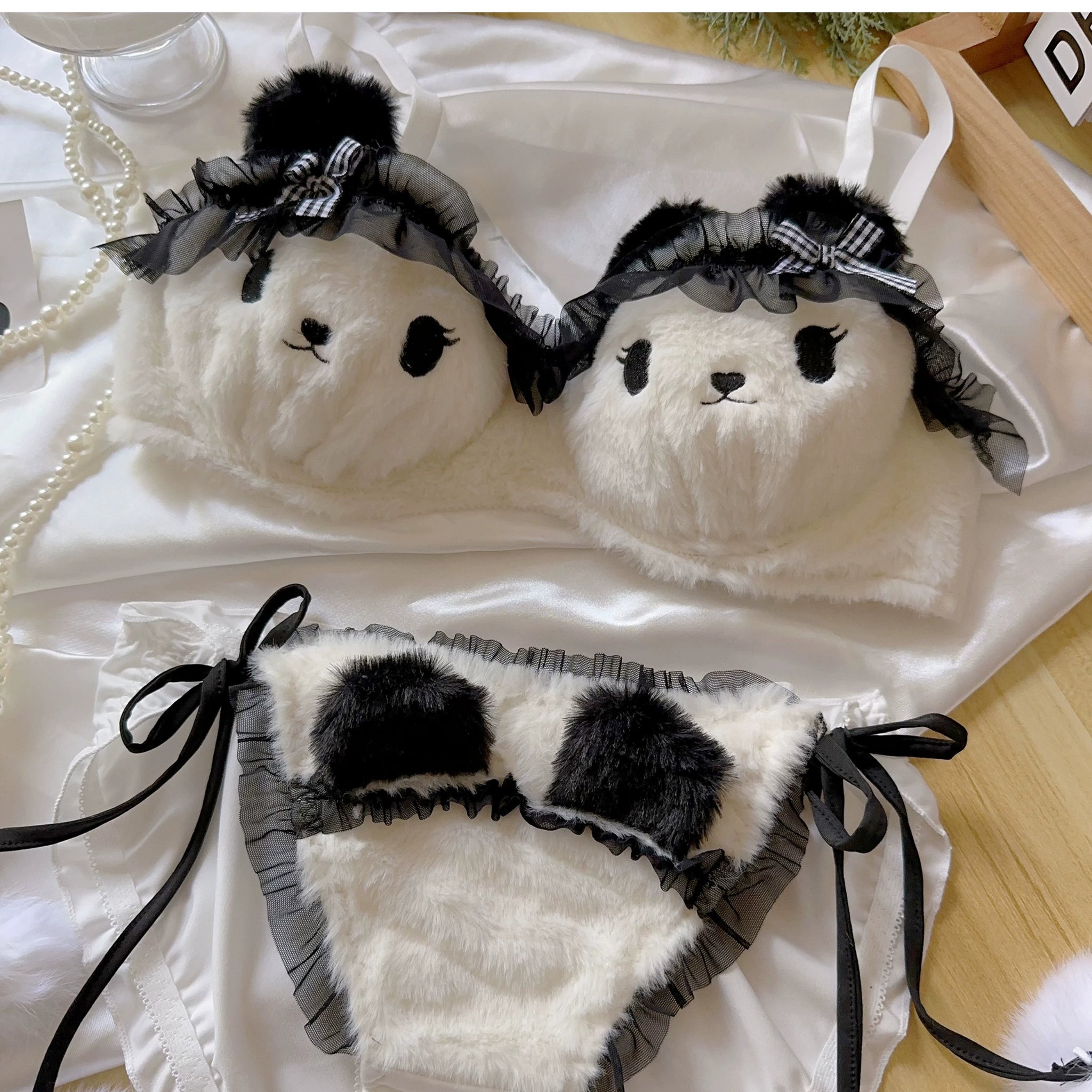 Winter Women Lingerie Sets Sexy Underwear Set Plush Soft Warm Bra Sets  Girls' Lovely Panda Ropa Interior Femenina Lingery