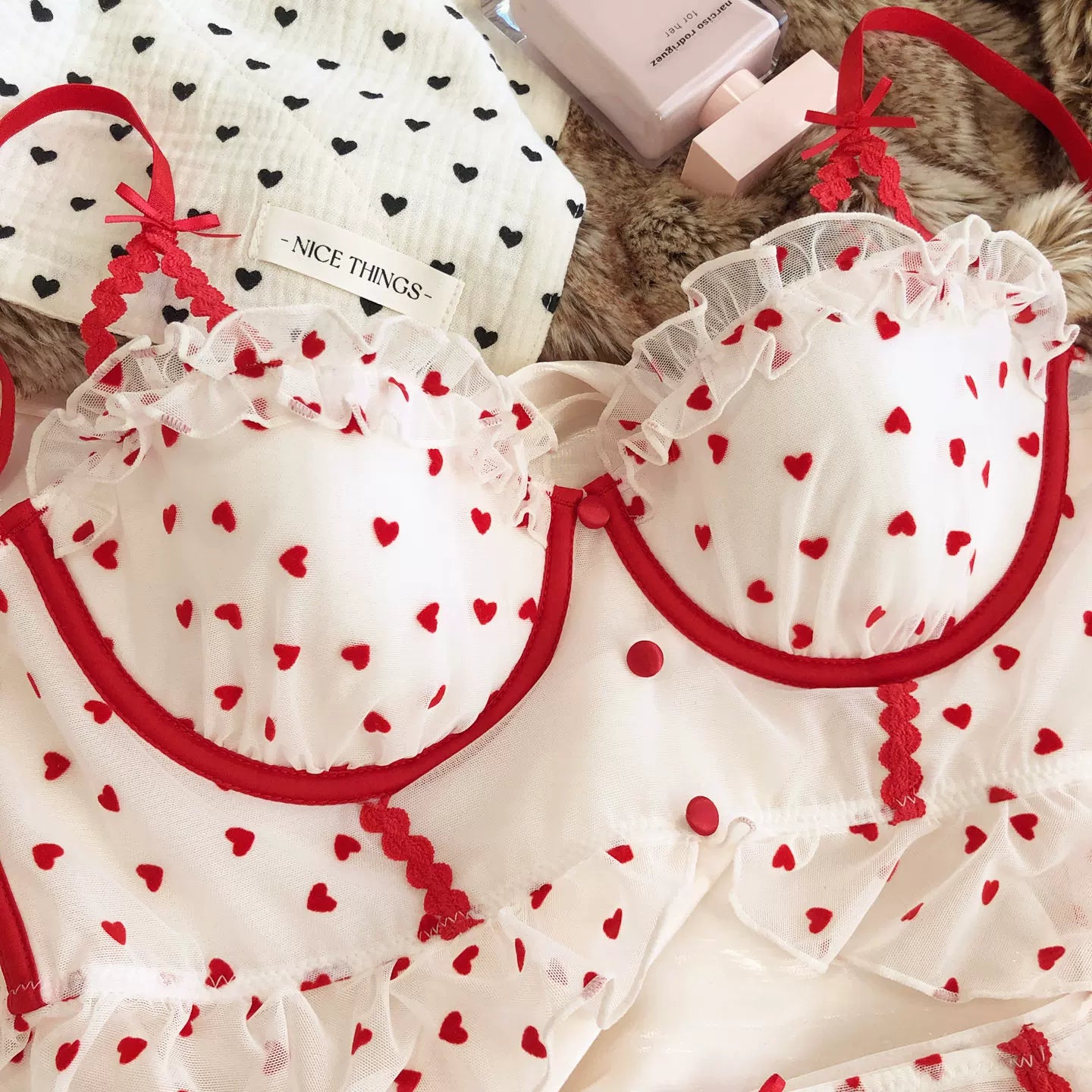 Frilly Heart Coquette Lingerie Set