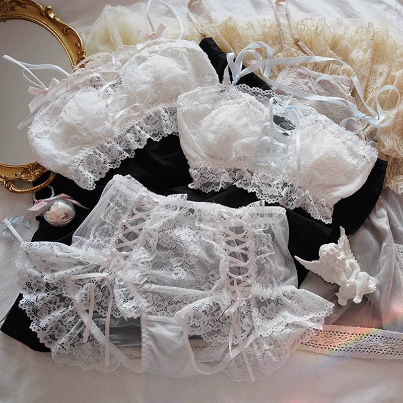 Evangeline Lace High-Waisted Coquette Lingerie Set