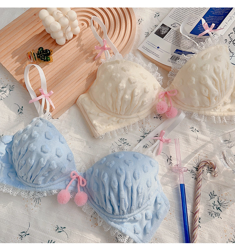 Soft Fuzzy Cherry Kawaii Girl Lingerie Set