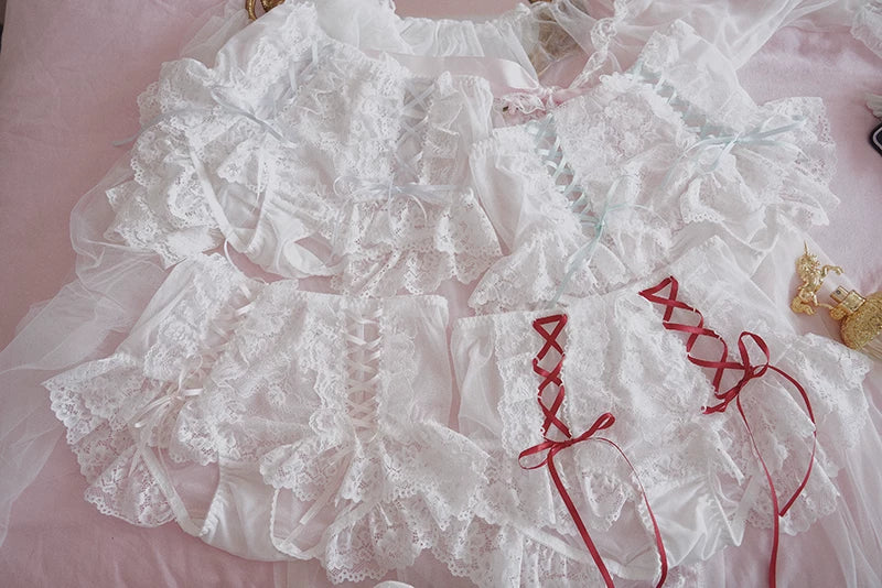 Evangeline Lace High-Waisted Coquette Lingerie Set